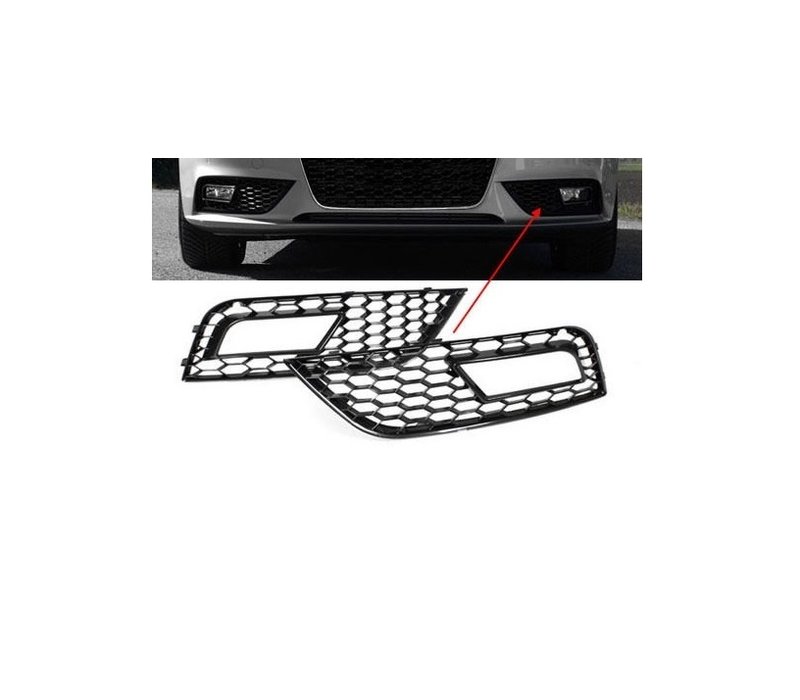 RS4 Look Fog Light Grilles Black Edition for Audi A4 B8.5