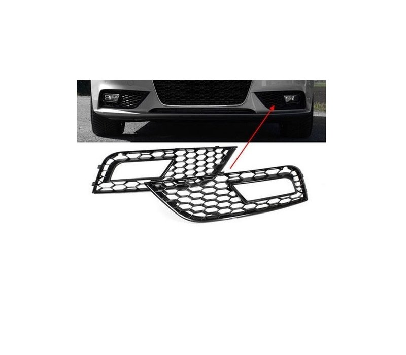 RS4 Look Mistlamp Roosters Black Edition voor Audi A4 B8.5