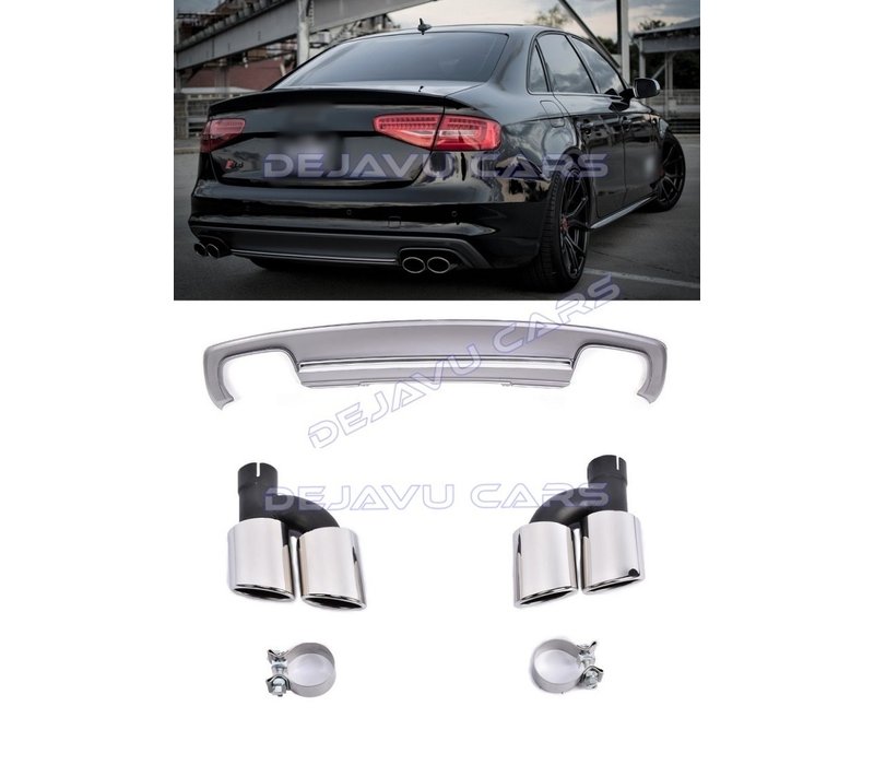 S4 Look Diffuser + Uitlaat sierstukken voor Audi A4 B8.5 (S line)