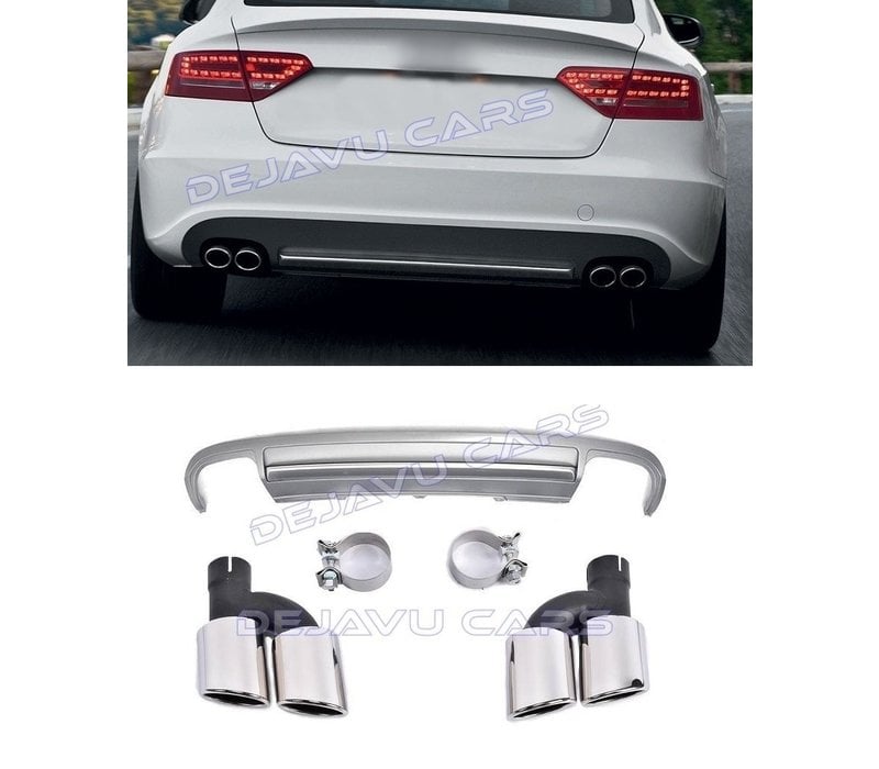 S5 Look Diffuser + Exhaust tail pipes for Audi A5 8T Sportback