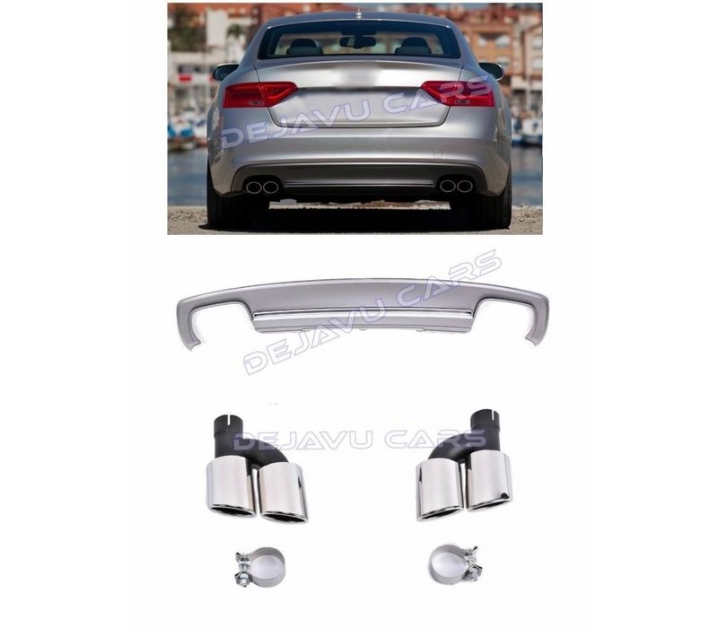 S5 Look Diffuser + Exhaust tail pipes for Audi A5 8T Sportback