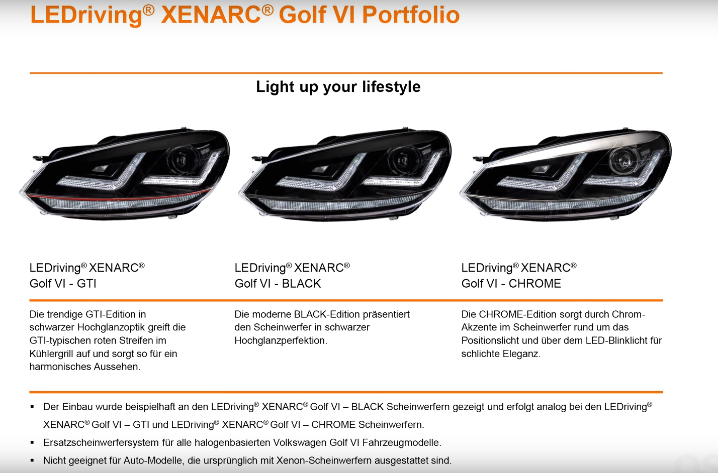 Osram LED Scheinwerfer LEDriving Xenarc CHROME für Golf VI LED