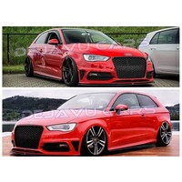 RS3 Look Kühlergrill Glänzend schwarz Piano Black Edition für Audi A3 8V, S-line, S3