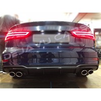 S3 Look Diffuser Black Edition + Exhaust system for Audi A3 8V (S line rear bumper)