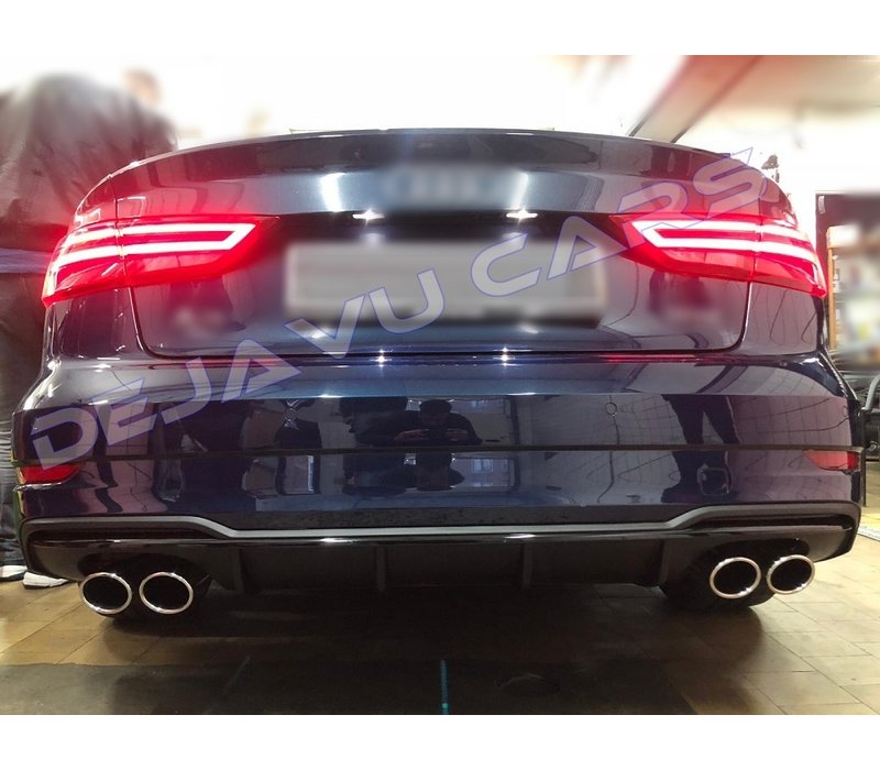 S3 Look Diffuser Black Edition + Exhaust system for Audi A3 8V (S line rear bumper)