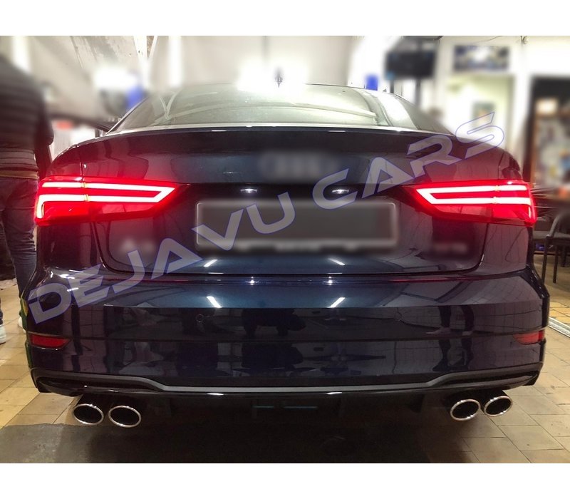 S3 Look Diffuser Black Edition + Uitlaat systeem voor Audi A3 8V (S line achterbumper)