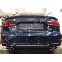 S3 Look Diffuser Black Edition + Exhaust system for Audi A3 8V (S line rear bumper)