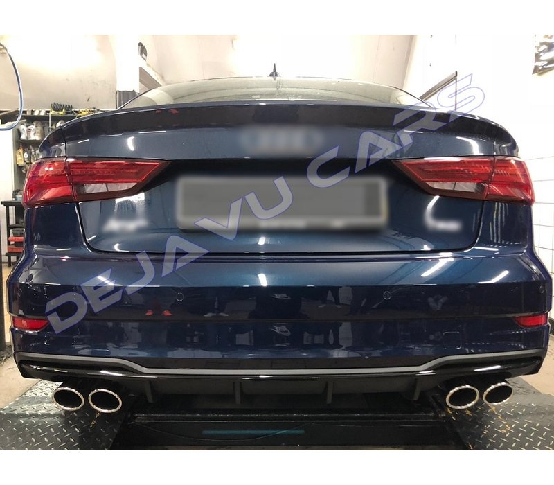 S3 Look Diffuser Black Edition + Exhaust system for Audi A3 8V (S line rear bumper)