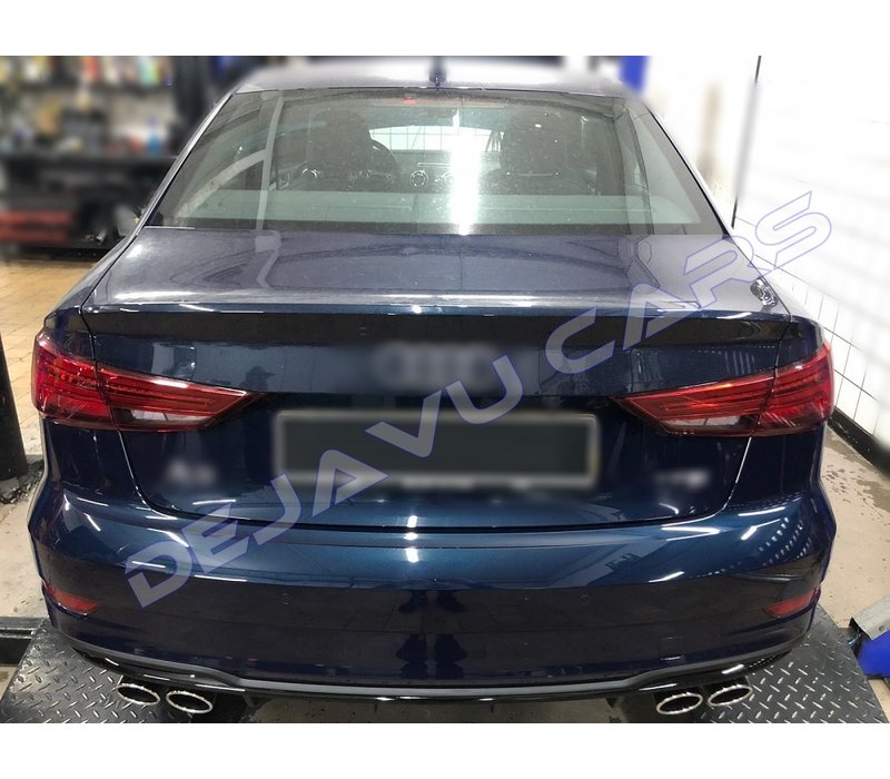 S3 Look Diffuser Black Edition + Uitlaat systeem voor Audi A3 8V (S line achterbumper)