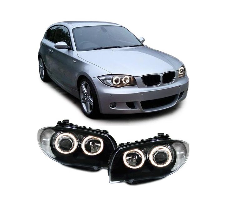 Xenon look Headlights with Angel Eyes for BMW 1 Series E81 E82 E87 E88