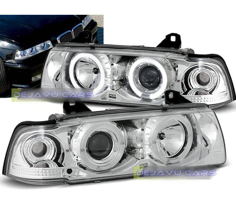 Xenon look Headlights with Angel Eyes for BMW 3 Series E36