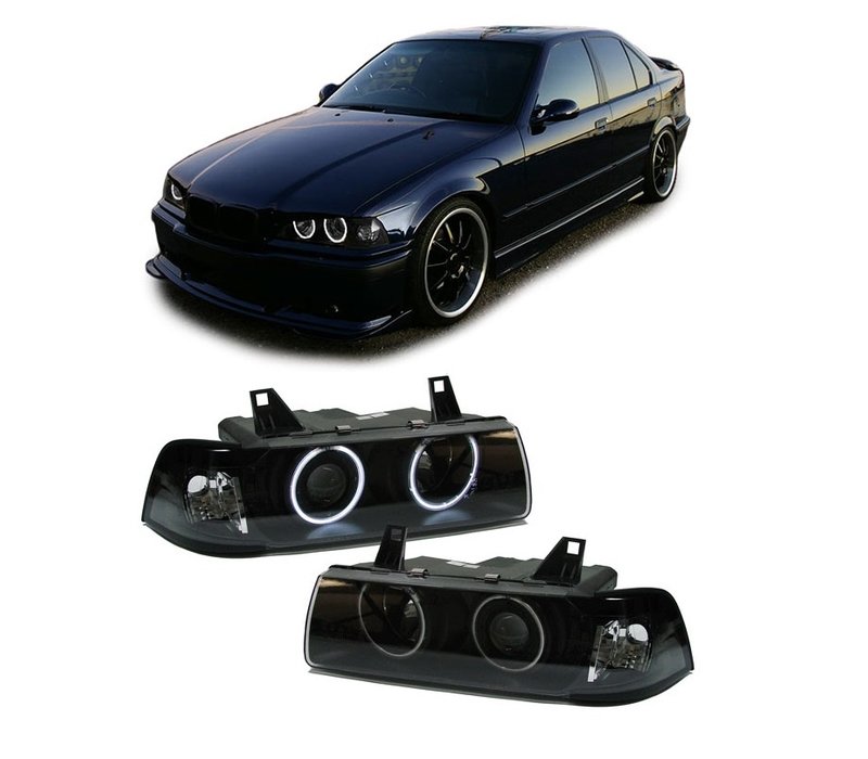 Xenon look Headlights with CCFL Angel Eyes for BMW 3 Series E36 -  WWW.DEJAVUCARS.EU