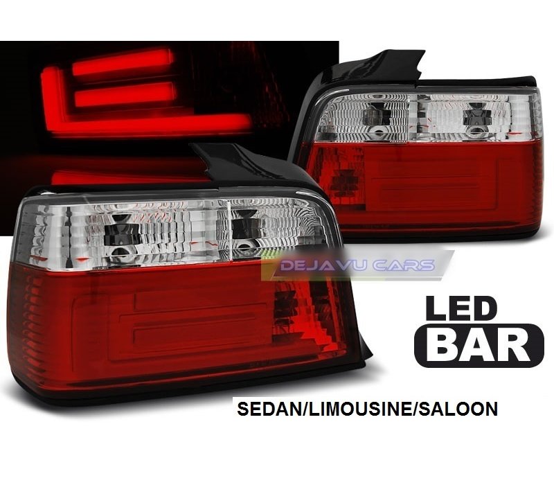 Red/White LED BAR Tail Lights for BMW 3 Series E36