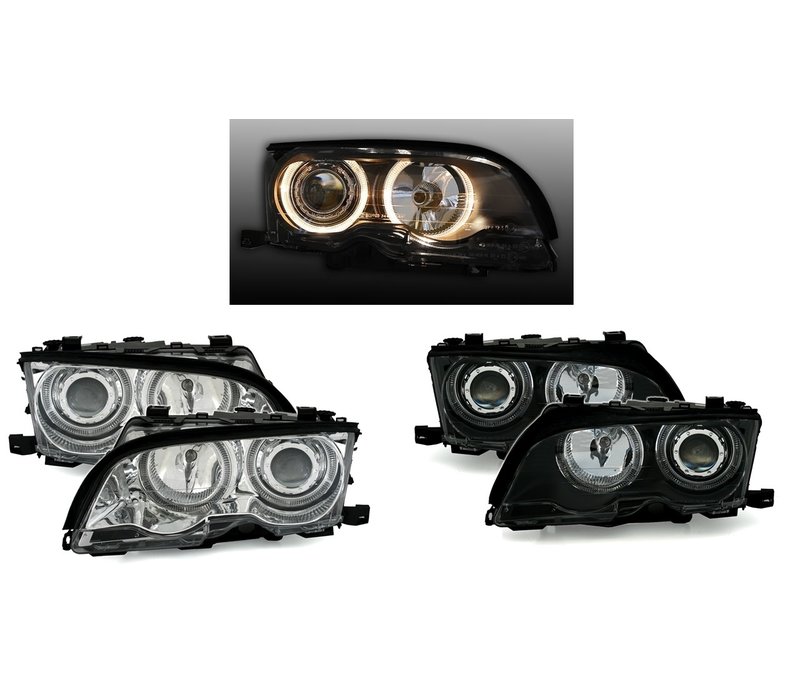 Xenon look Headlights with Angel Eyes for BMW 3 Series E46