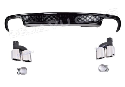 OEM Line ® S line Look Diffusor Black Edition + Auspuffblenden für Audi A4 B8.5