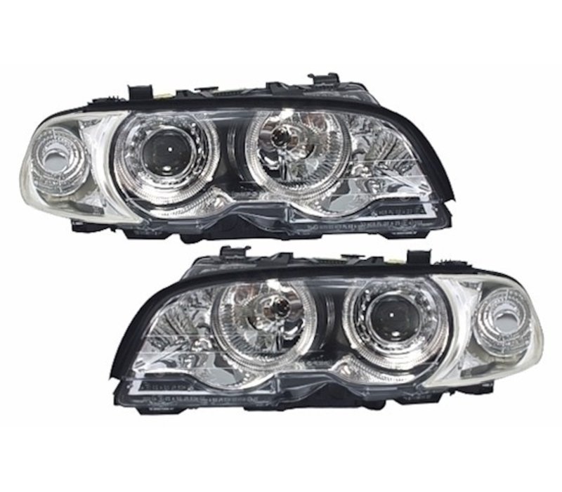 Xenon look Headlights with Angel Eyes for BMW 3 Series E46