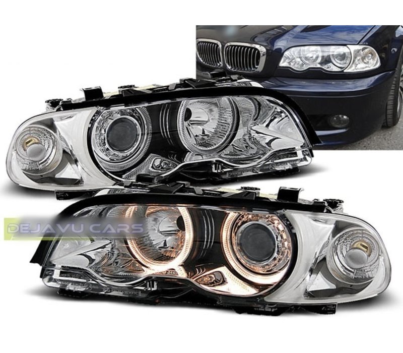 Xenon look Headlights with Angel Eyes for BMW 3 Series E46