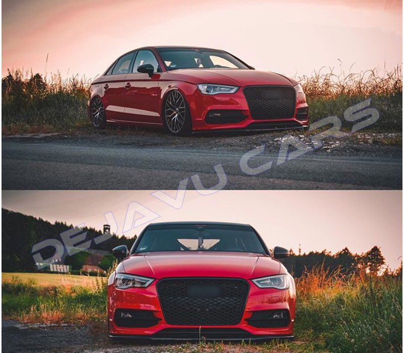 RS3 Look Kühlergrill Glänzend schwarz Piano Black Edition für Audi A3 8V, S-line, S3