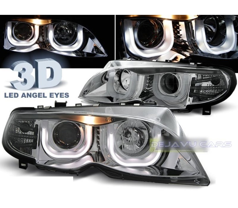 Xenon look Scheinwerfer mit 3D LED Angel Eyes für BMW 3 Serie E46