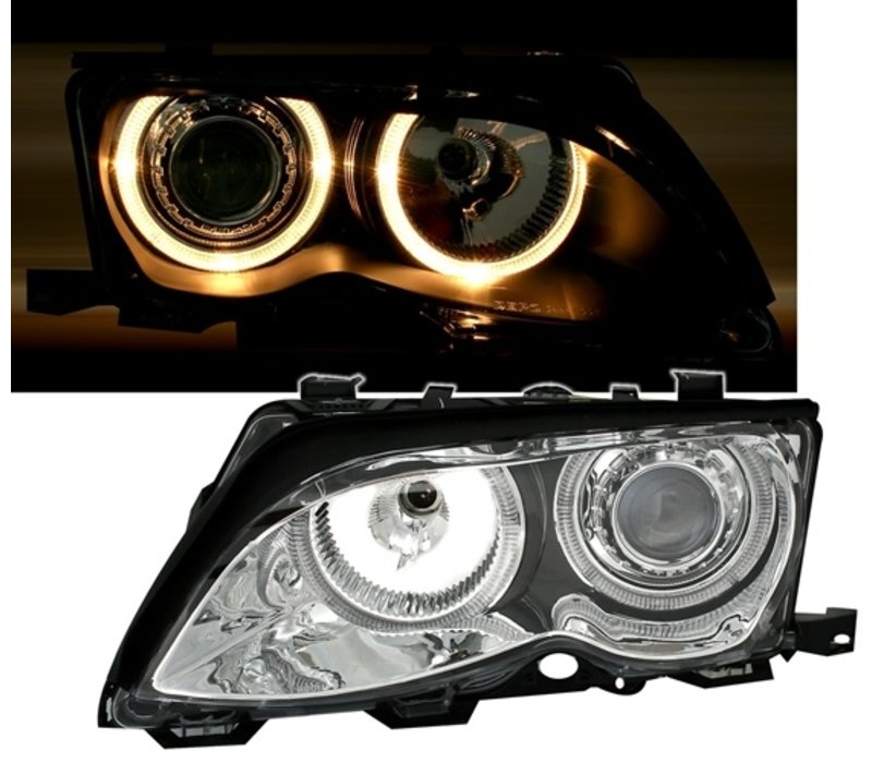 Xenon look Headlights with Angel Eyes for BMW 3 Series E46