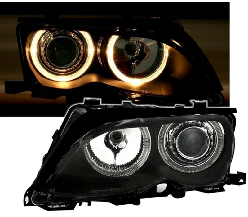 Xenon look Headlights with Angel Eyes for BMW 3 Series E46