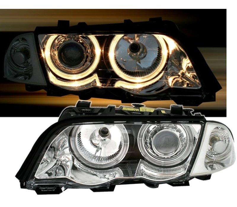 Xenon look Headlights with Angel Eyes for BMW 3 Series E46