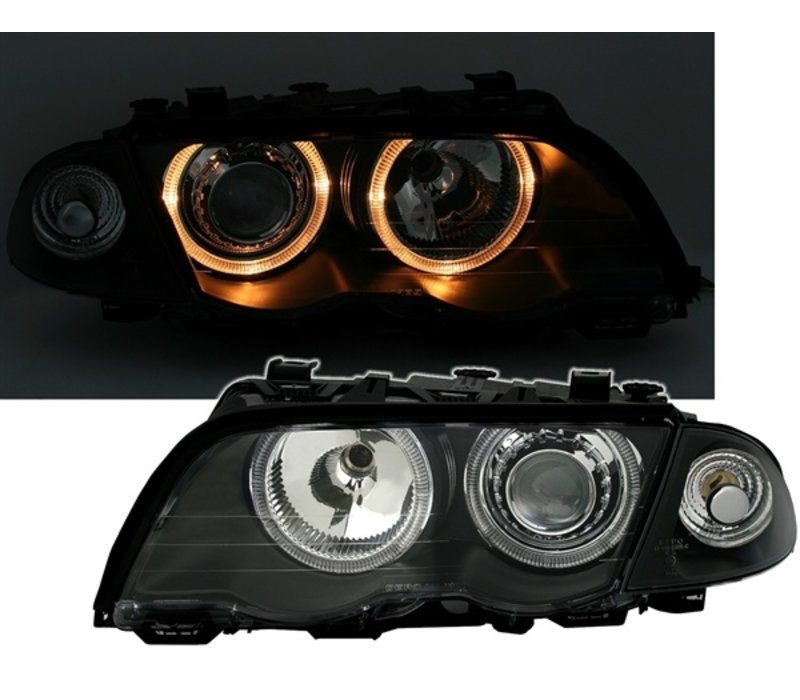 Xenon look Headlights with Angel Eyes for BMW 3 Series E46