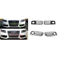 RS4 Look Front Grill Black Edition + Fog Light Grilles for Audi A4 / S4 / S line