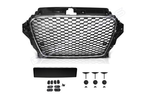 OEM Line ® RS3 Look Frontgrill High-gloss Piano Black Edition for Audi A3 8V, S-line, S3