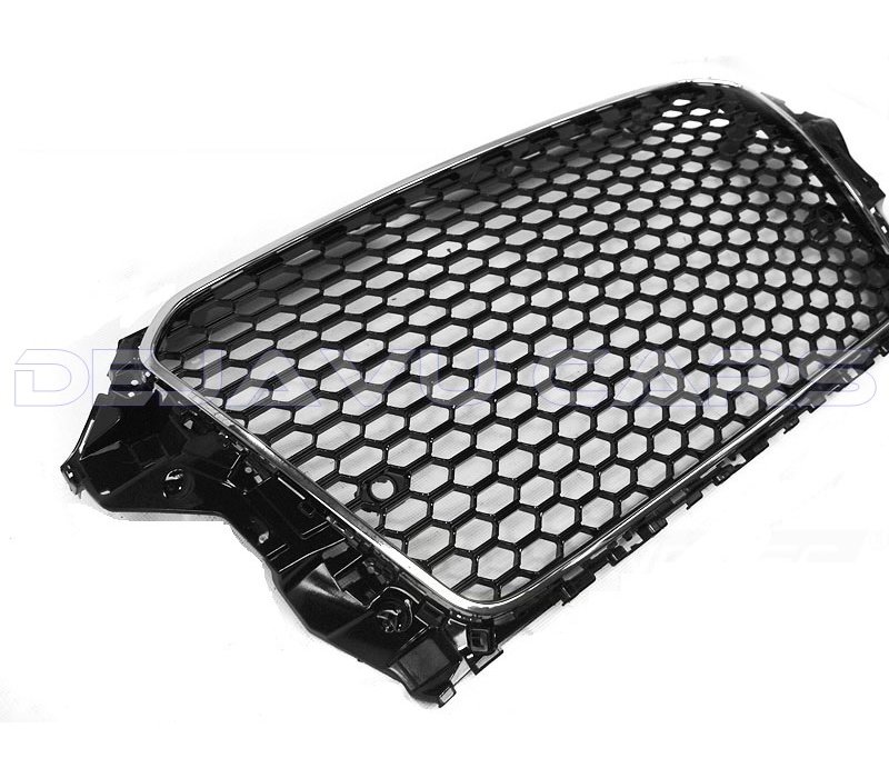 RS3 Look Frontgrill Glans zwart Piano Black Edition voor Audi A3 8V, S-line, S3