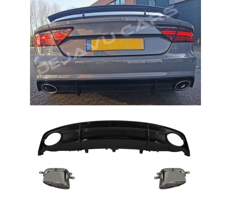 RS7 Look Diffuser + Exhaust tail pipes for Audi A7 4G S line / S7