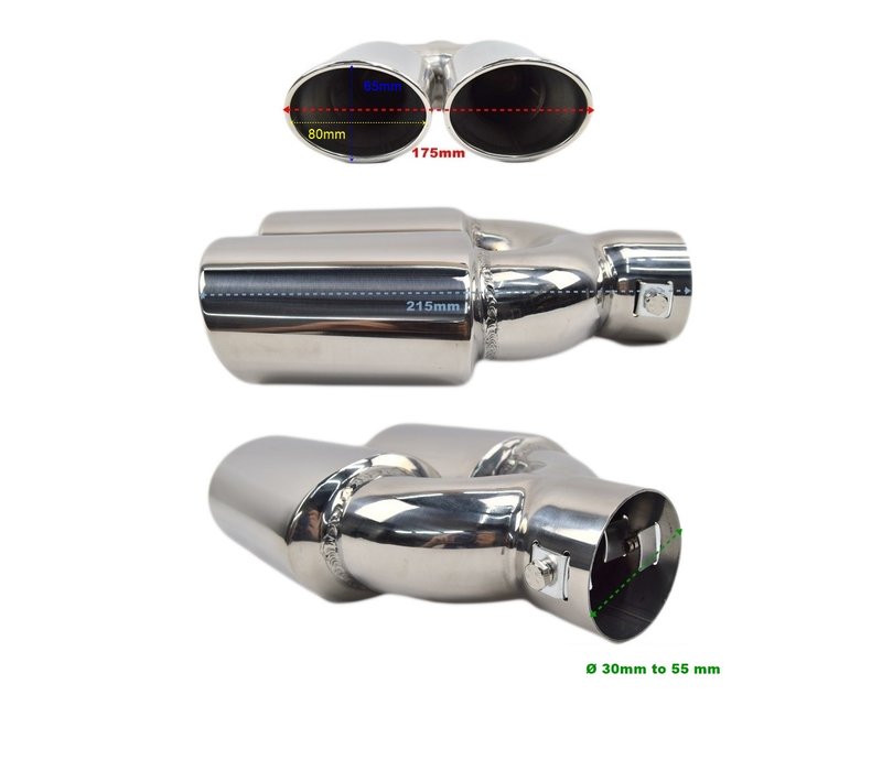 Universal Sport Look Duplex Exhaust tips Solid Oval