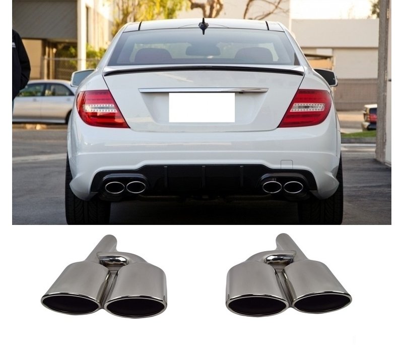 C63 AMG Look Exhaust Tail pipes set for Mercedes Benz C-Class W204