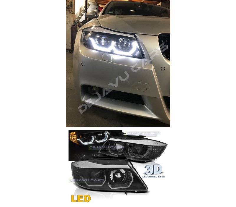 Xenon look Headlights with 3D LED Angel Eyes for BMW 3 Series E90 / E91