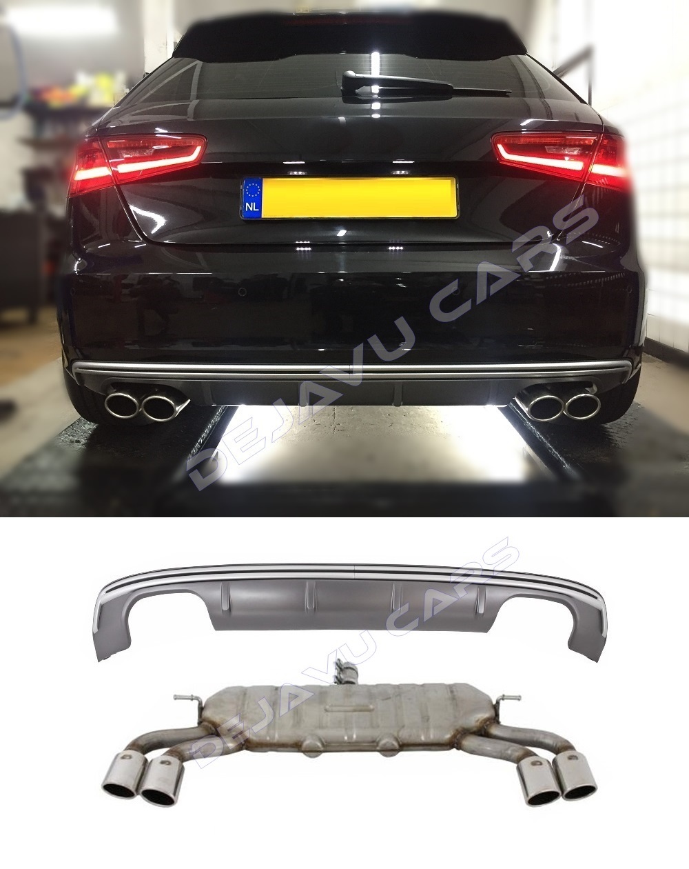 S3 Look Diffuser + Exhaust system for Audi A3 8V 