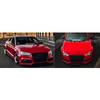 RS3 Look Kühlergrill Glänzend schwarz Piano Black Edition für Audi A3 8V, S-line, S3