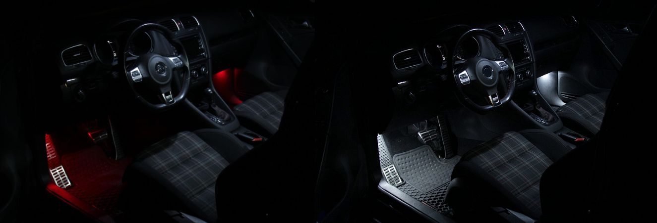 LED Fußraumbeleuchtung Kit  Rot oder Weiß für BMW 