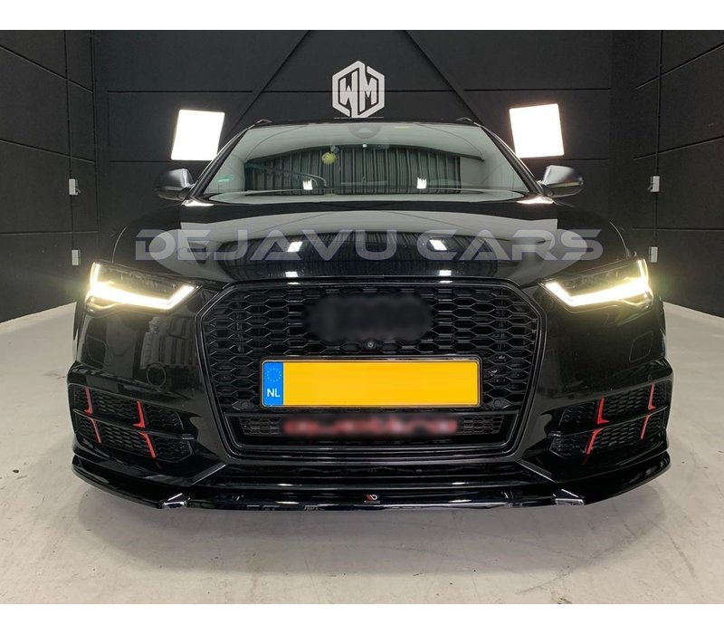 RS6 Quattro Look Kühlergrill Black Edition für Audi A6 C7.5 Facelift