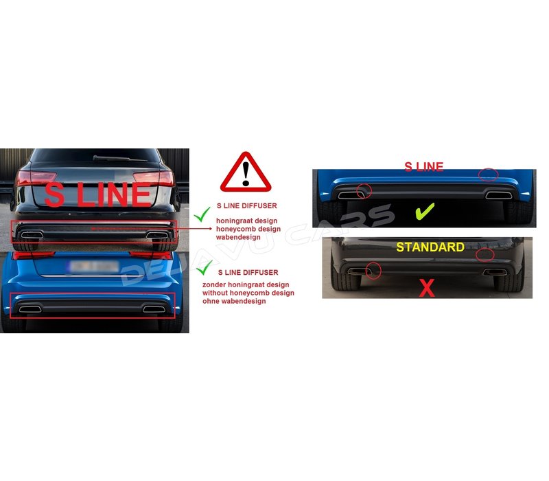 S6 Look Diffusor + Auspuffblenden für Audi A6 C7.5 Facelift