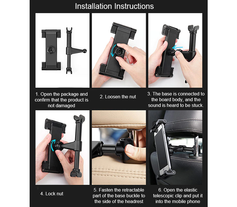 Car Headrest Holder for iPad Tablet Smartphone