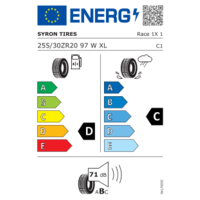 4x Syron Reifen 255 30 ZR20 97W XL RACE 1