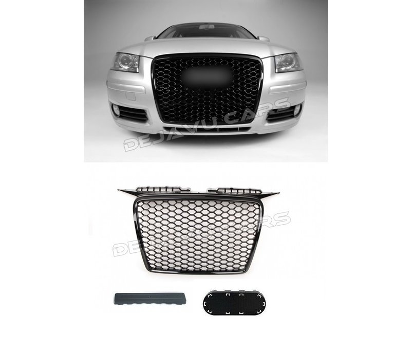 RS3 Look Kühlergrill Hochglanz schwarz Black Edition für Audi A3 8P