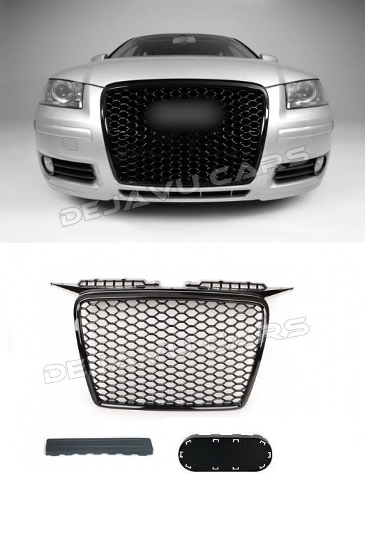 RS3 Look Grill High-gloss Black Edition for Audi 8P - WWW.DEJAVUCARS.EU