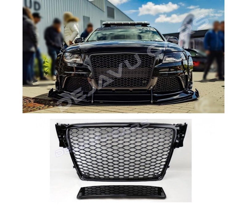 RS4 Look Front Grill Black Edition voor Audi A4 B8