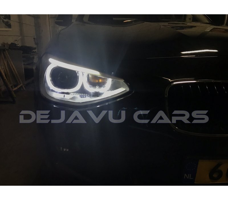 LED Koplampen Bi Xenon look met Angel Eyes voor BMW 1 Serie F20 / F21