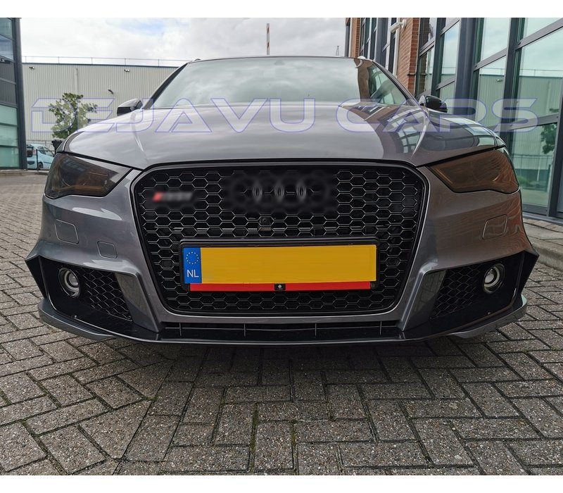 RS3 Look Frontgrill Glans zwart Piano Black Edition voor Audi A3 8V, S-line, S3