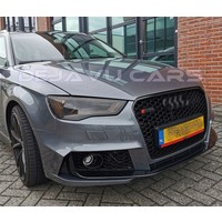 RS3 Look Frontgrill Glans zwart Piano Black Edition voor Audi A3 8V, S-line, S3