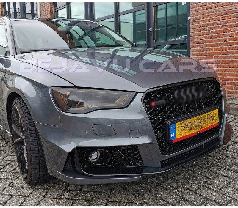 RS3 Look Frontgrill Glans zwart Piano Black Edition voor Audi A3 8V, S-line, S3