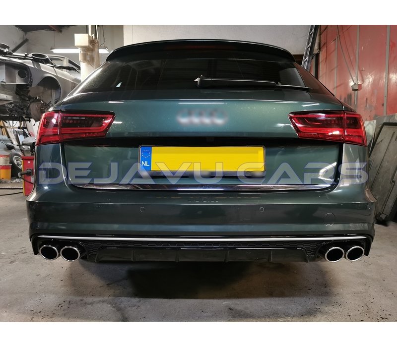 S6 Look Diffuser Black Edition + Exhaust tail pipes for Audi A6 C7.5 Facelift