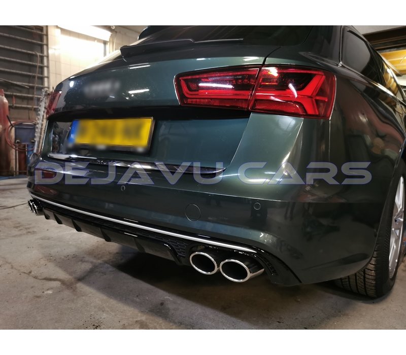 S6 Look Diffuser Black Edition + Uitlaat eind tips voor Audi A6 C7.5 Facelift